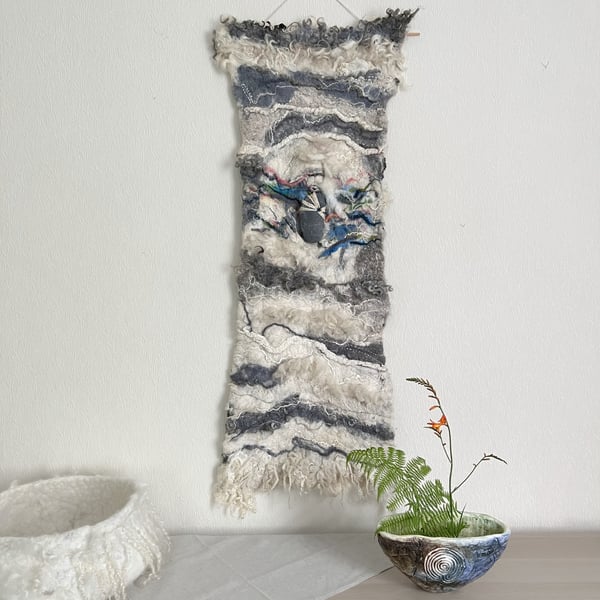 Art felt natural wool sensory wall hanging Hagstone