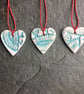 Scandi Folk Heart love Gift Decorations, 3, aqua glaze The Porcelain Menagerie  - Image 2