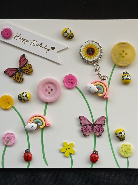 Handmade birthday, keyring card