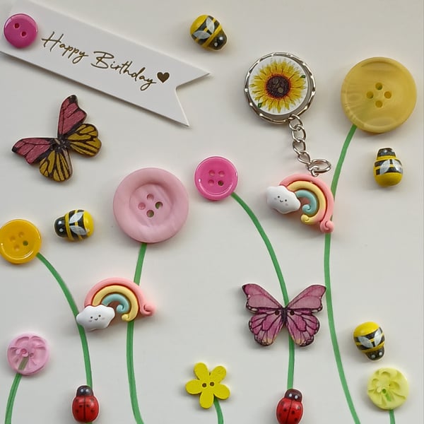 Handmade birthday, keyring card