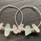 Seaglass and Sterling silver hoop earrings