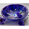 Fused Glass Bowl Round 13cm Blue Dichroic 032