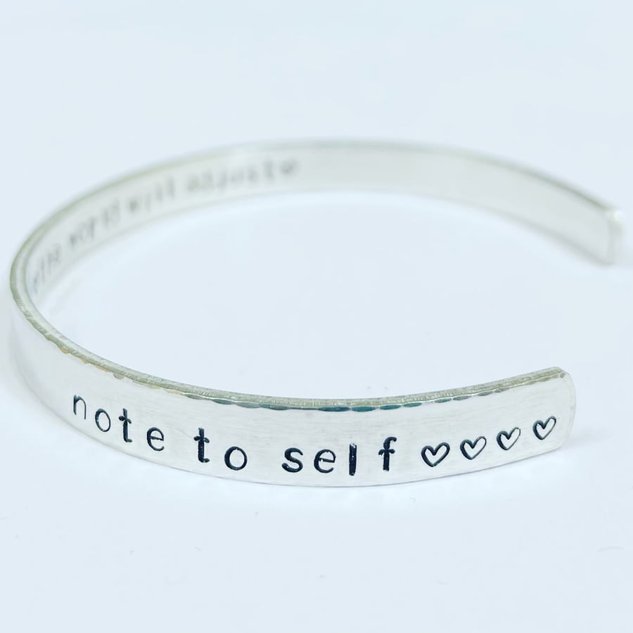 ‘Note to self’ stamped cuff bracelet