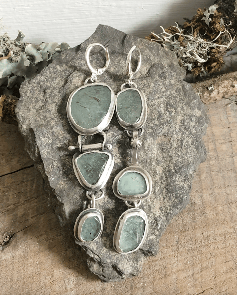 Emerald Earrings - Long Dangle Earrings - RESERVED FOR MARIANNE