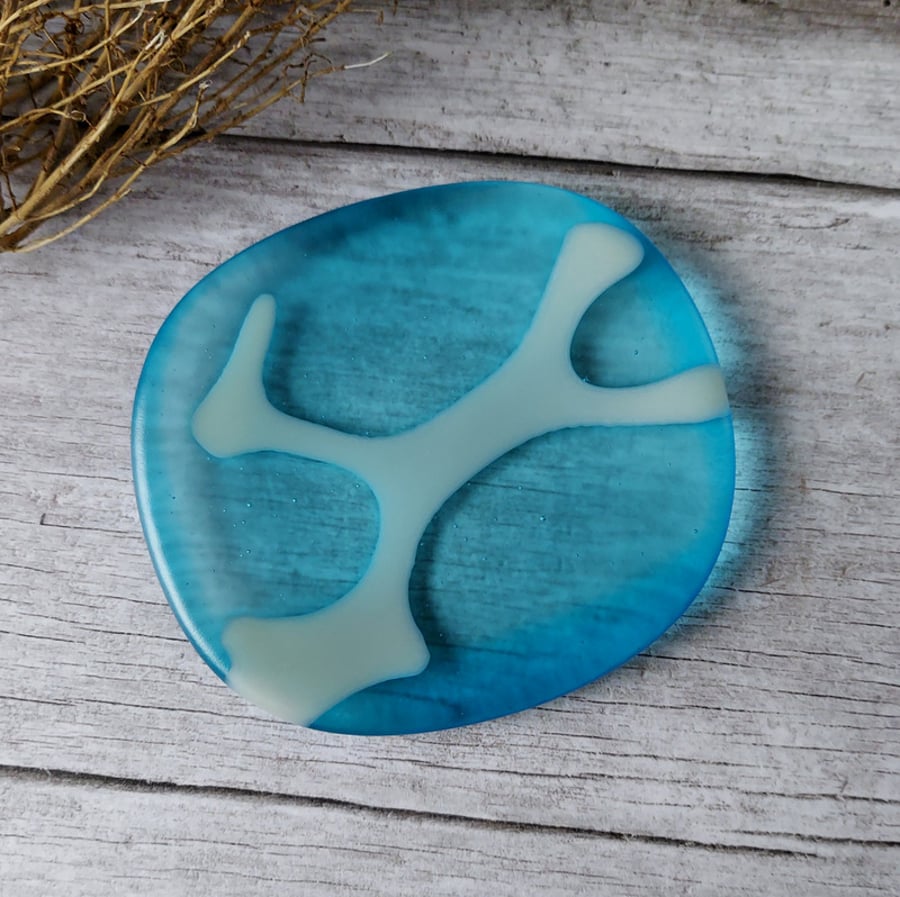 Turquoise Glass Soap Dish