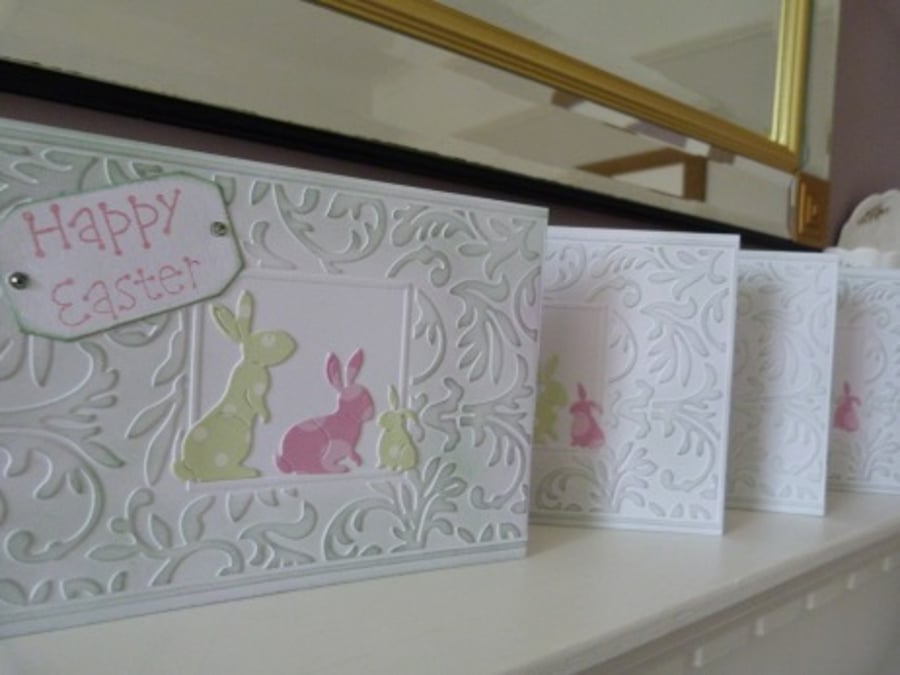 Pack of 4 Swirly Bunny Easter Cards