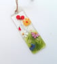 Meadow suncatcher, fused glass hanger, poppies and daisies, thank you gift. 