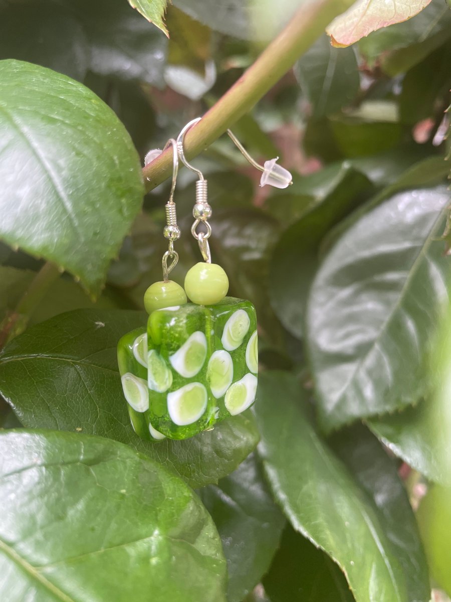 Boho Green bead earrings
