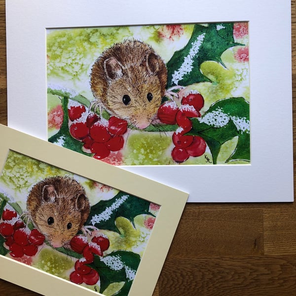 A4 or A3 mounted print of Mousehole Mouse from original watercolour 