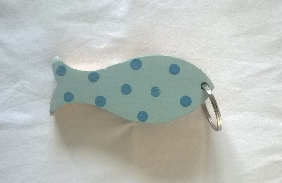 handmade wooden fish key ring