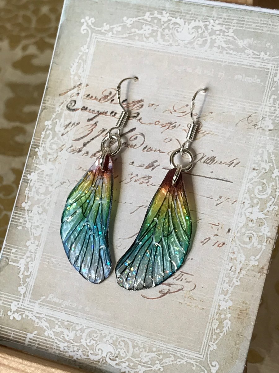RESERVED FOR ZOE Dainty Sparkling Fairy Wings Sterling Silver Earrings
