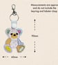 Patchwork Teddy Bear Keyring - Embroidered Bear Bag Charm - Image 3