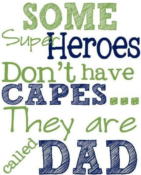 Dads Are Superheroes blank greeting card for Fathers Day