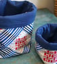 Double Happiness Handprinted Fabric Storage Basket, Crafts Project Bag - Image 3