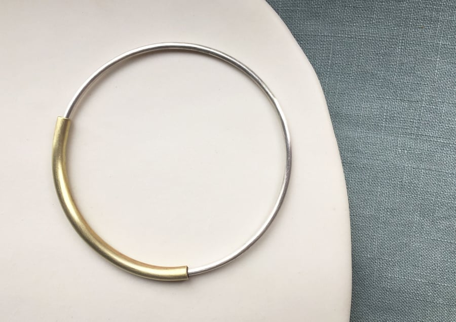 Silver Bangle, Silver Spinner Bangle, Silver and Brass Bangle, Silver Jewellery,