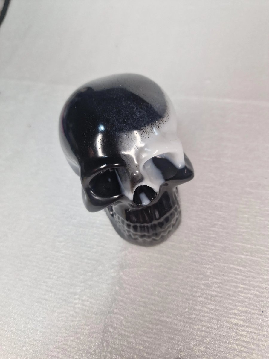 Black and white large paperweight, desk buddy, skull