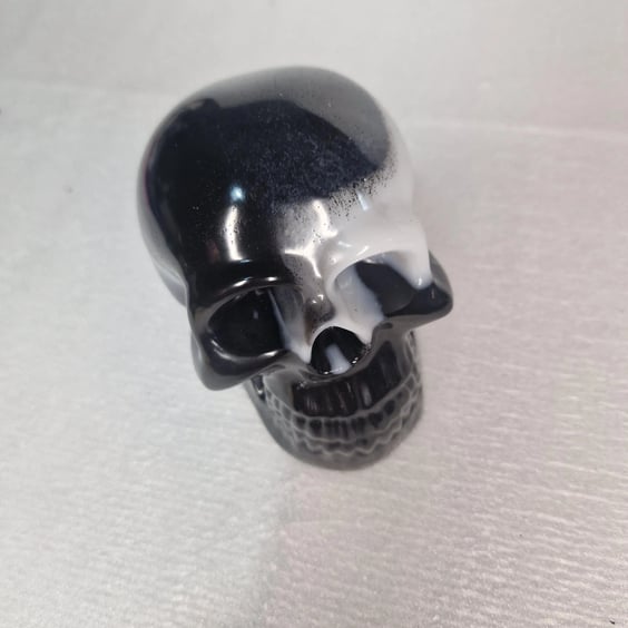 Black and white large paperweight, desk buddy, skull