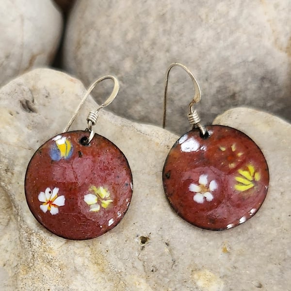 Dusky pink enamel earrings