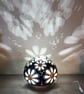 Cool Sage & Midnight Purple Daisy Gourd Lamp - Image 2