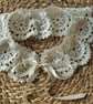 Ivory Crochet Lace Collar, Detachable Floral Collar, Satin Ribbon Tie