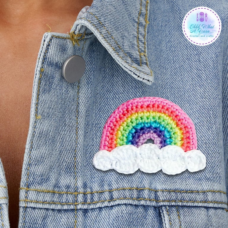 Crochet pastel rainbow  brooch, crochet rainbow pin, rainbow brooch