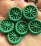 Dorset Buttons or Embellishments, Six x 2cm, Handmade from Green Cotton thread  - Image 4