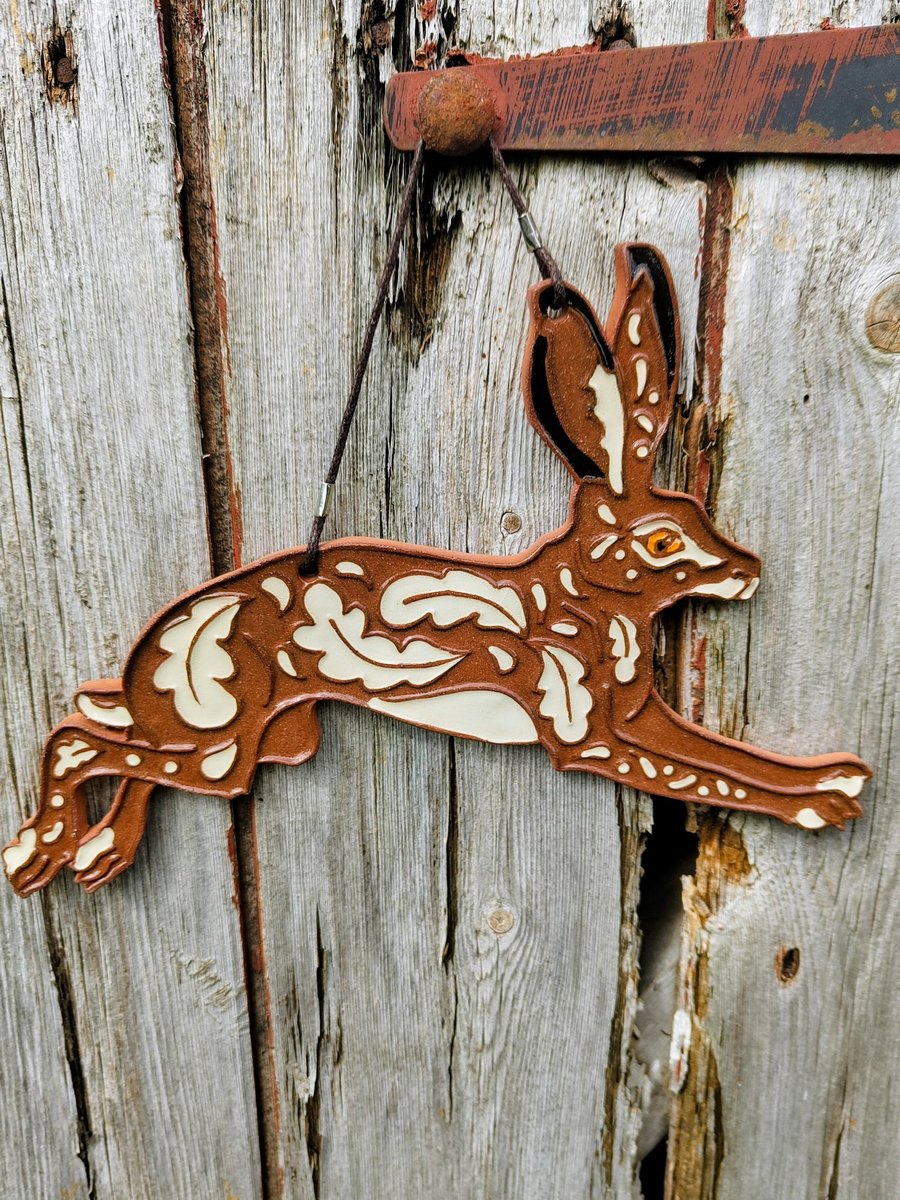 Hare hanging wall plaque , ceramic