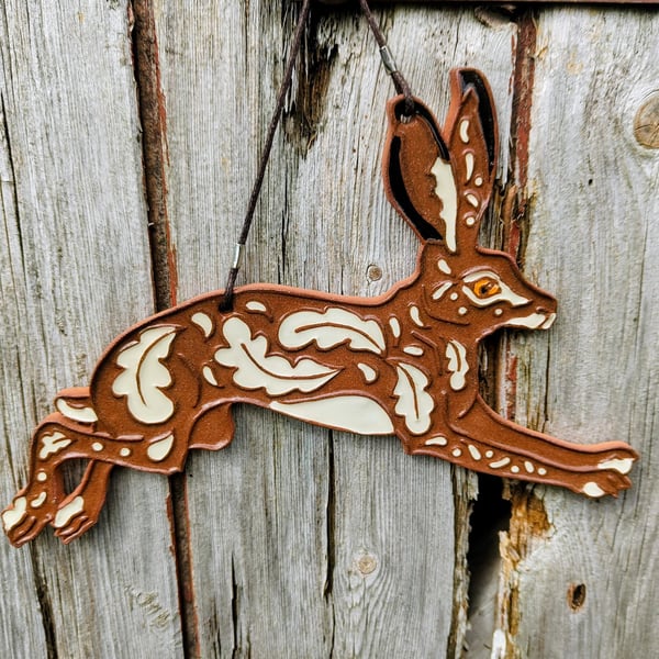 Hare hanging wall plaque , ceramic