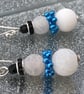 Frosted Agate Snowman Earrings With Blue Scarf - Image 2