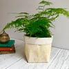 Hand Printed Linen Storage Basket, Textile Basket, Plant Pot - Ochre Yellow