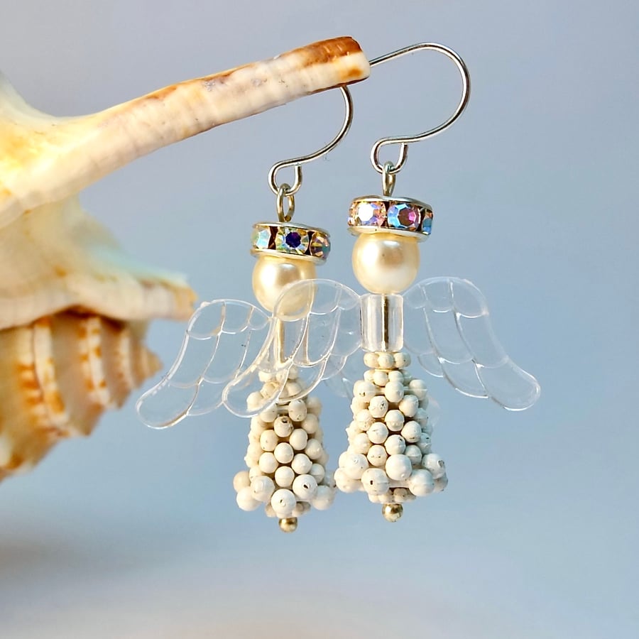 Angel Earrings, Festive Jewellery, Stocking Filler, Secret Santa Gift For Her