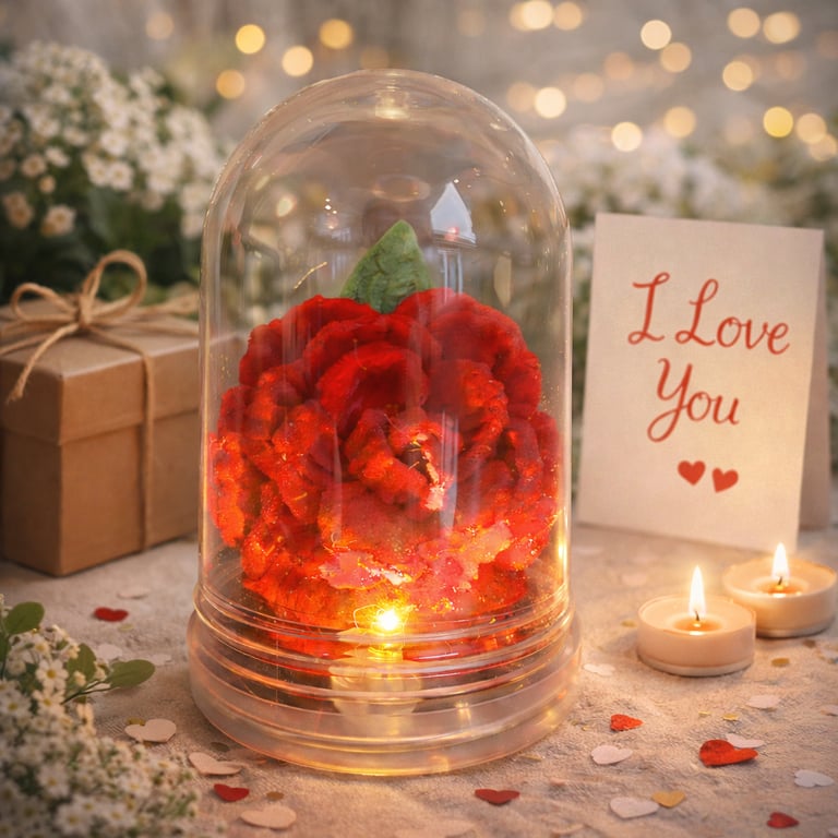 Personalised Forever Rose Light Dome –Handmade Valentine’s Gift & Mother's Dayy 