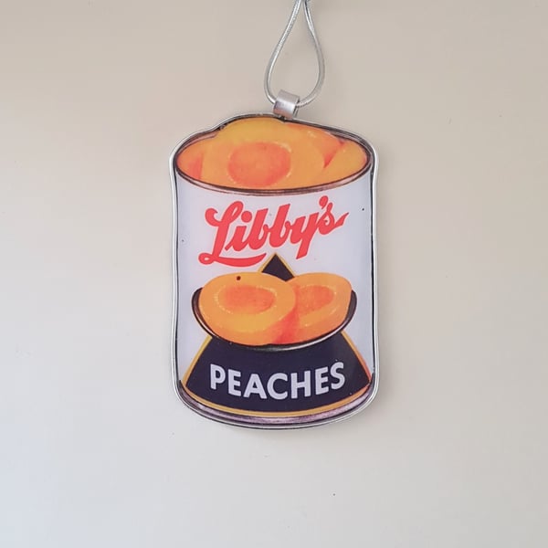 Tin of peaches decoration