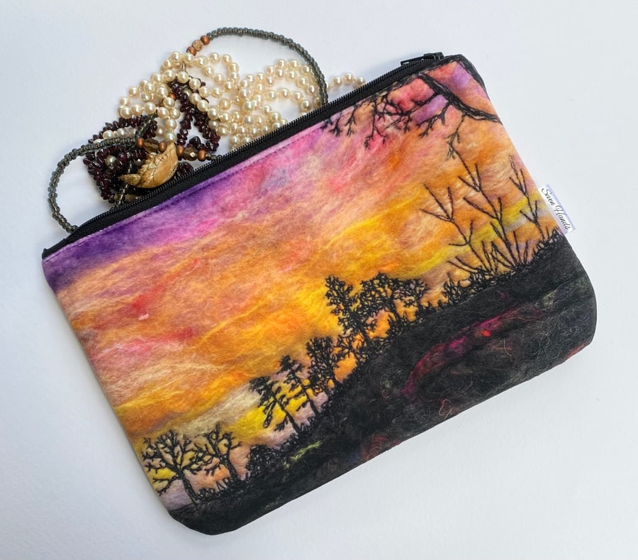 Sunset velvet makeup, Jewellery, toiletries bag, pencil case or kindle pouch.