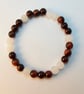 Red Tiger's Eye And Frosted White Jade Bracelet - Handmade In Devon. - Image 9