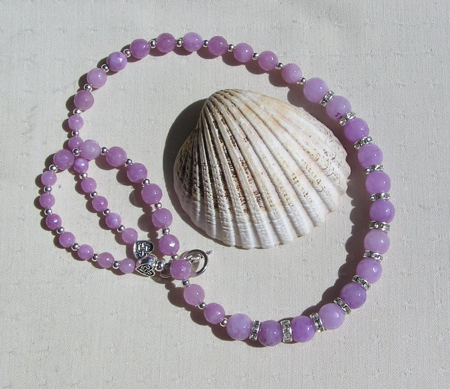 Lavender Amethyst Gemstone Beaded Statement Necklace "Lavender Dreams"