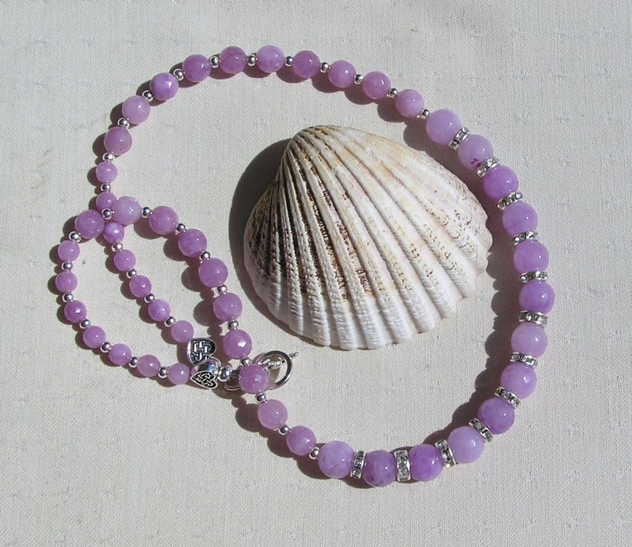 Lavender Amethyst Gemstone Beaded Statement Necklace "Lavender Dreams"