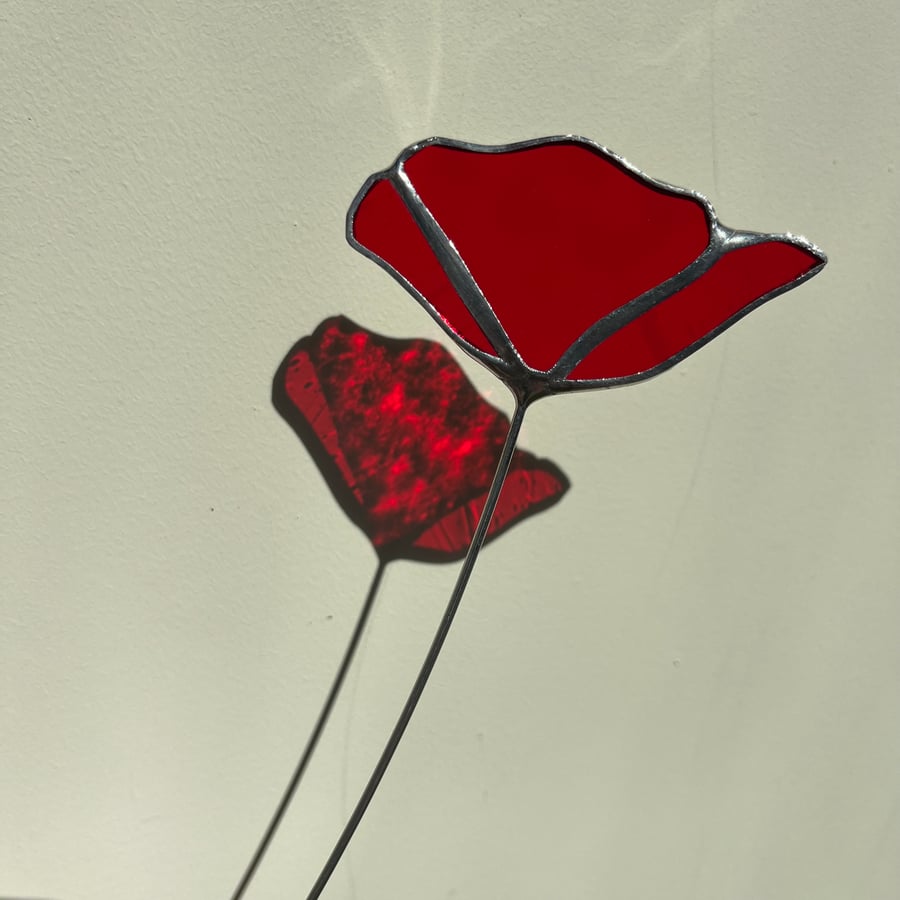 Flower for August, stained glass poppy