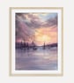 Sailboats at Sunset Art Print, Harbour Wall Art, Coastal Nautical Sailing Decor 