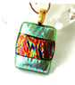 Dichroic Glass Pendant 278 Red Striped Handmade with gold plated chain - Image 4