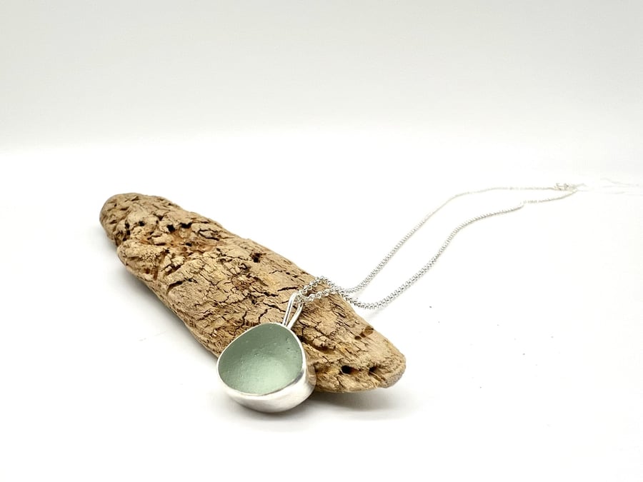 Isle of Wight Aqua Sea Glass Necklace 