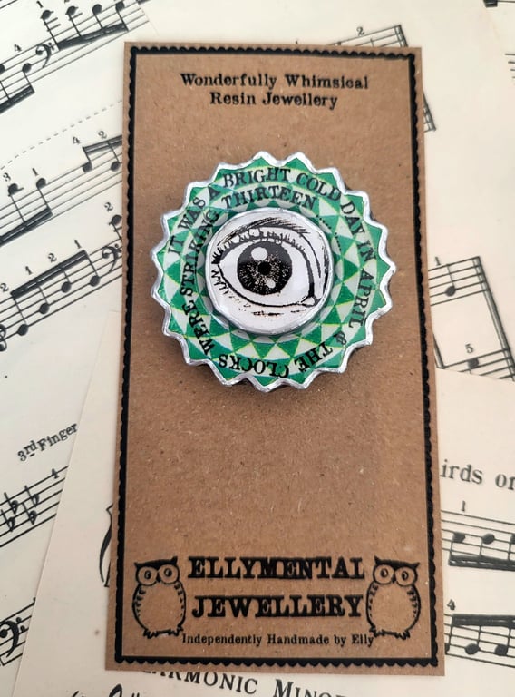 Literary Orwell 1984 Layered Eye Brooch by EllyMental
