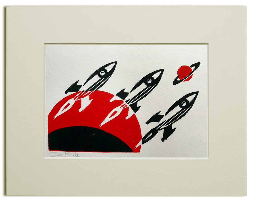 Rockets Linocut