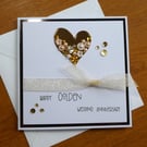 Embellished Heart Golden Wedding Anniversary Card - 50th Anniversary