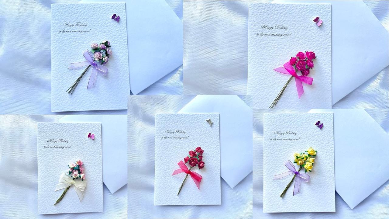 Handmade Luxury Personalised Birthday Card with Envelope for mum, sister, wife