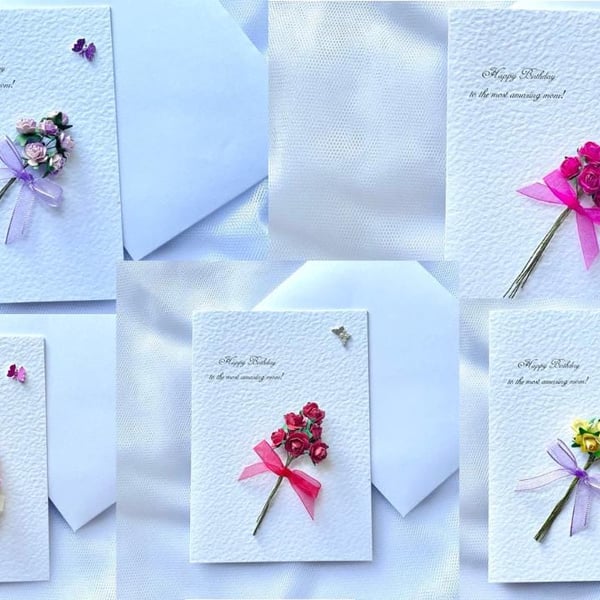 Handmade Luxury Personalised Birthday Card with Envelope for mum, sister, wife