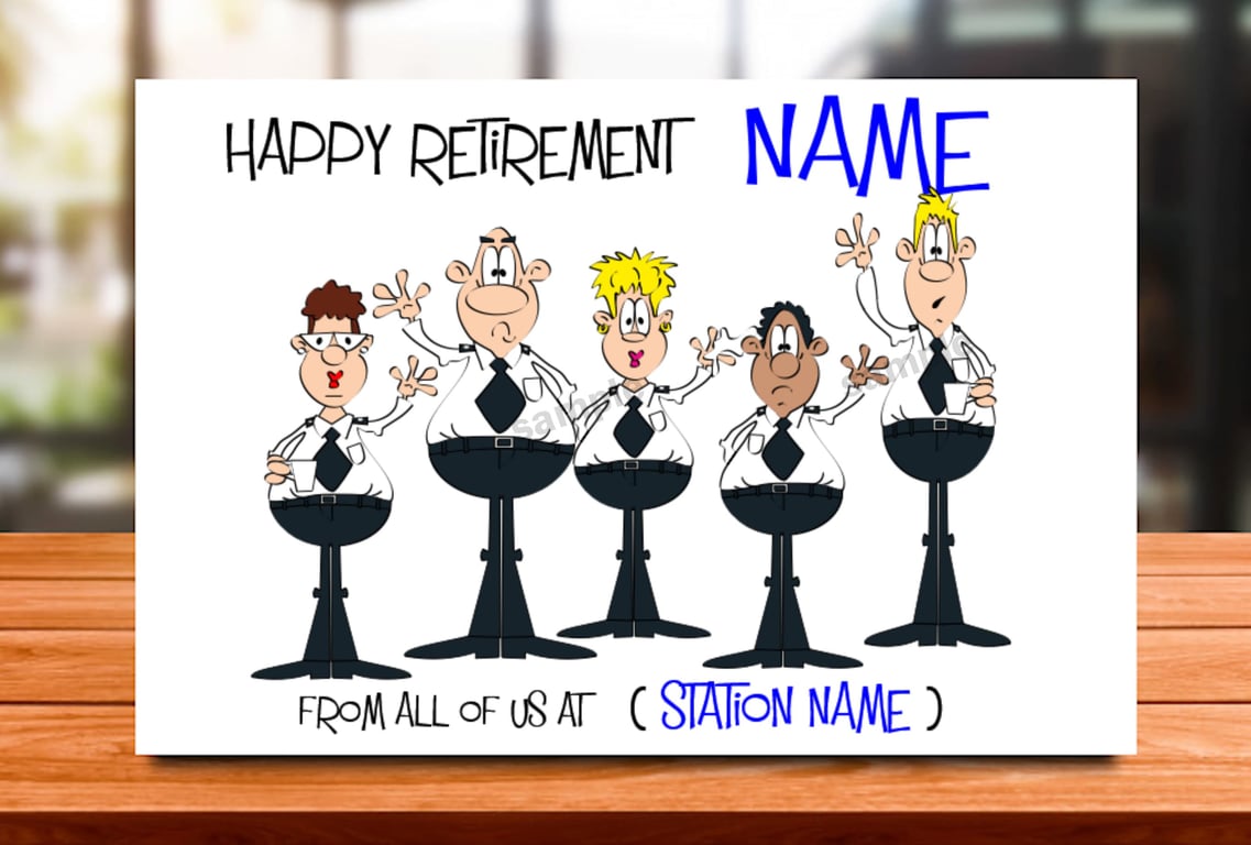Personalised Police Retirement Card, Farewell, work colleague, Bestie, Funny,