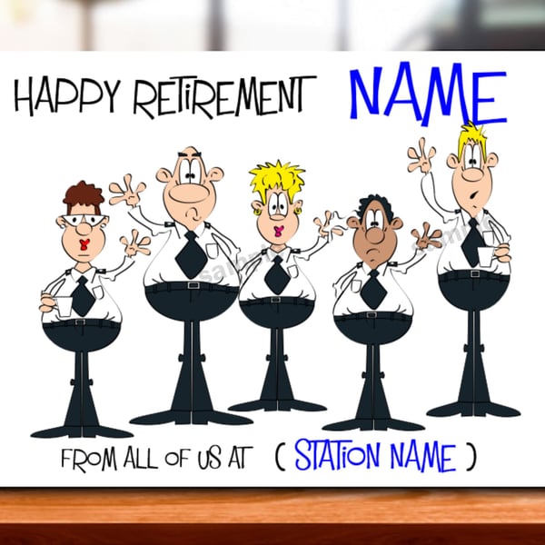Personalised Police Retirement Card, Farewell, work colleague, Bestie, Funny,