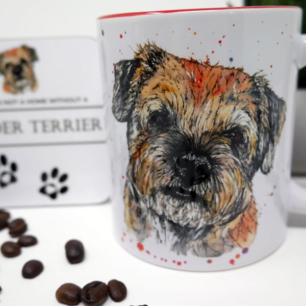 Border Terrier, Border Terrier Mug, Border Terrier Gift, Mug & Coaster Set