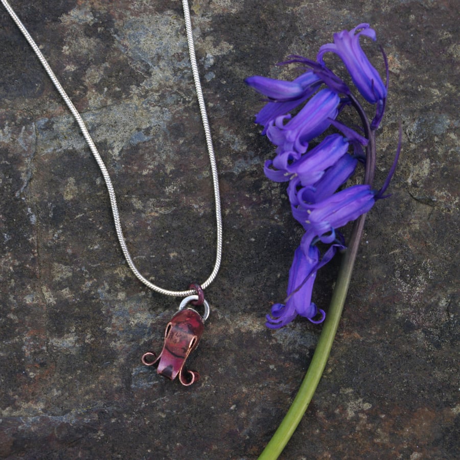 Copper Bluebell Pendant Necklace